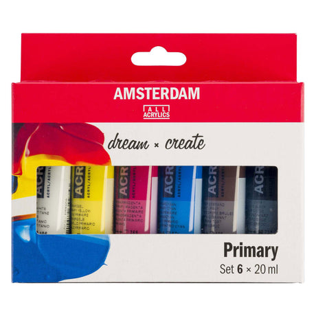 Bruynzeel amsterdam standard serie akrylmaling primær sæt 20ml, 6 stk.