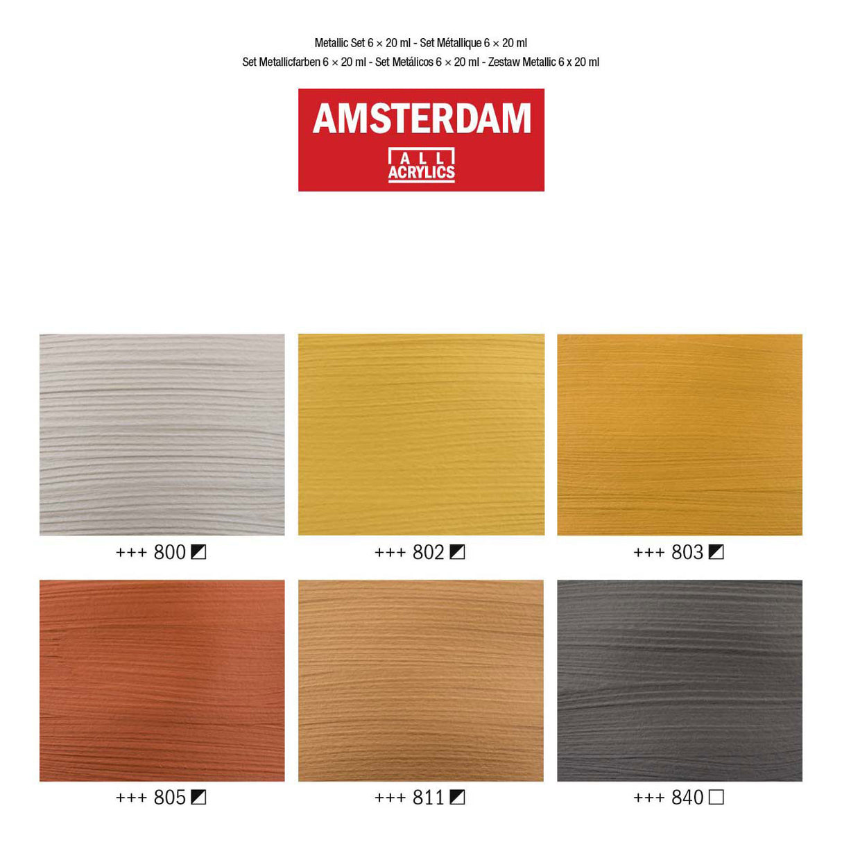 Amsterdam standard serie akrylmaling metallic sæt | 6 × 20 ml