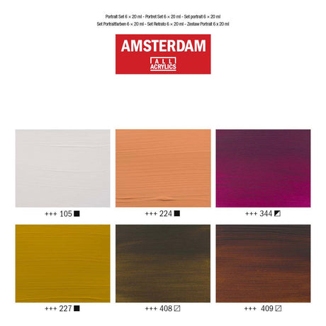 Amsterdam standard serie akrylmaling portrætsæt | 6 × 20 ml