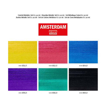 Royal Talens Amsterdam Standard Series Akrylmaling Farverigt Metallic Sæt | 6 x 20 ml
