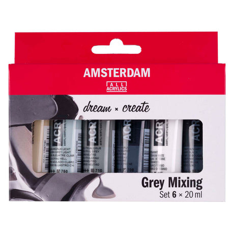 Bruynzeel Amsterdam standard serie akrylmaling gråtoner sæt 20ml, 6 stk.