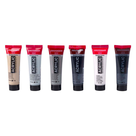 Bruynzeel Amsterdam standard serie akrylmaling gråtoner sæt 20ml, 6 stk.