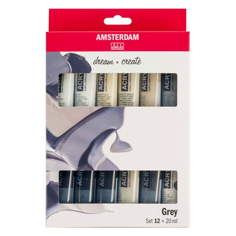 Bruynzeel amsterdam standard serie akrylmaling grå sæt 20ml, 12 stk.
