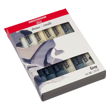 Bruynzeel amsterdam standard serie akrylmaling grå sæt 20ml, 12 stk.