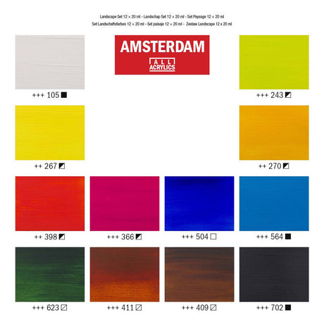Bruynzeel Amsterdam standard serie akrylmaling landskabssæt 20ml, 12 stk.