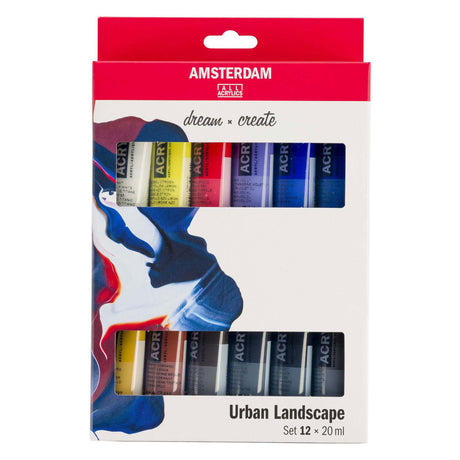 Bruynzeel Amsterdam standard serie akrylmaling bylandskabssæt 20ml, 12 stk.