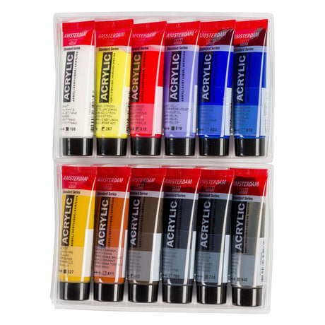 Bruynzeel Amsterdam standard serie akrylmaling bylandskabssæt 20ml, 12 stk.