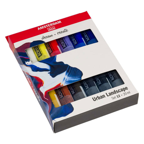 Bruynzeel Amsterdam standard serie akrylmaling bylandskabssæt 20ml, 12 stk.