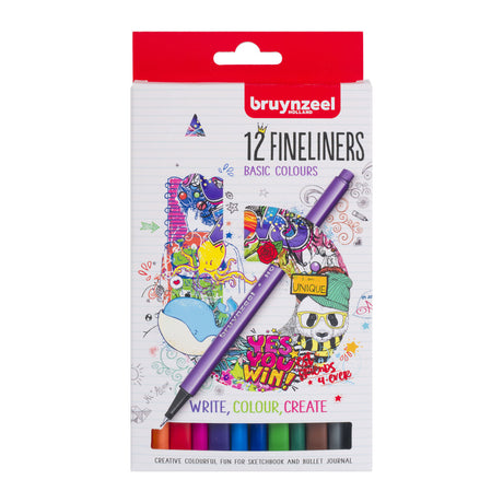 Bruynzeel fineliners, 12 stk.