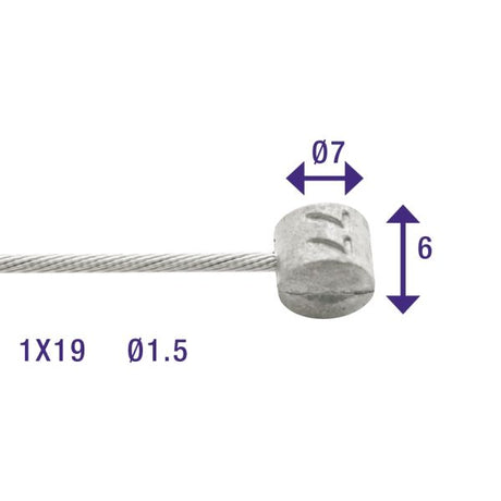 Rem indendørs kabler 2250mm rustfrit stål Ø1.5mm Weinmann