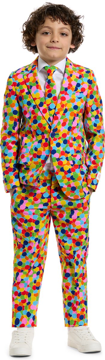 Opposuits confetti pak - jongens pak - carnavalskleding - kostuum - maat: eu122 128