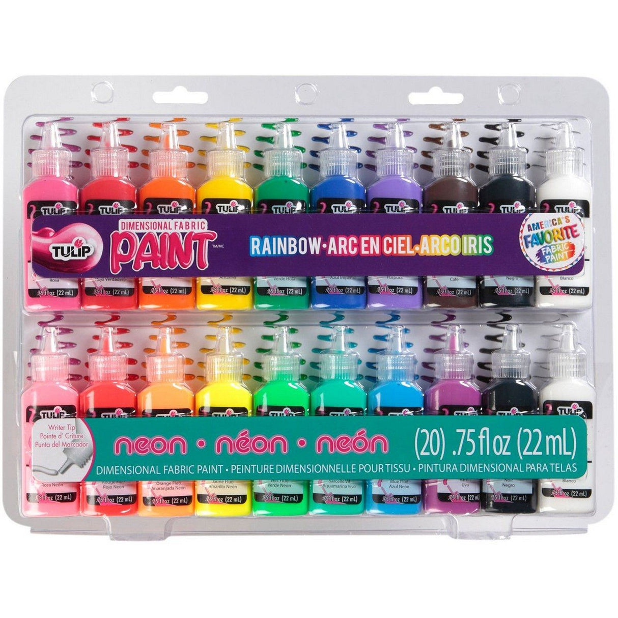 Tulipan • 3D tekstilmaling 22ml regnbue neon 20stk.