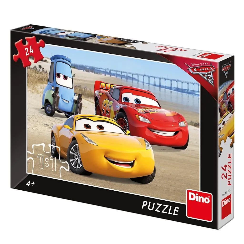 Dinotoys dino puslespil - Disney Pixar biler på stranden - 24 brikker