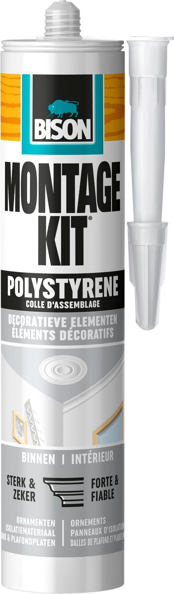 Bison polystyren skum klæberør 470 g, til isoleringsplader, folie, loftplader, vægbeklædning, opløsningsmiddelfri, kan påføres på den ene side, spredes nemt