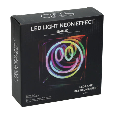 LED neonlampe happy face 15x15 cm