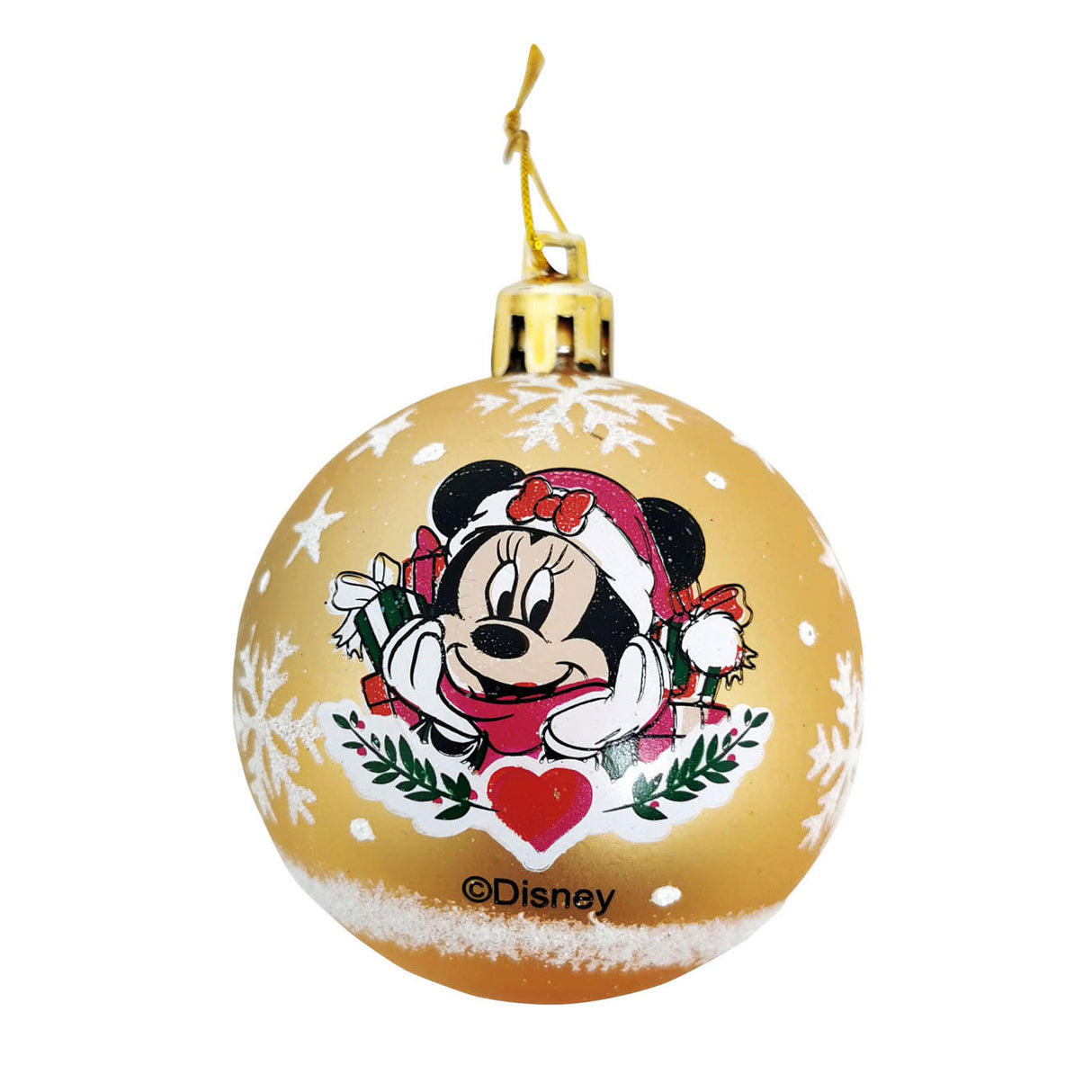 Disney kinder kerstballen minnie mouse goud, 6st.