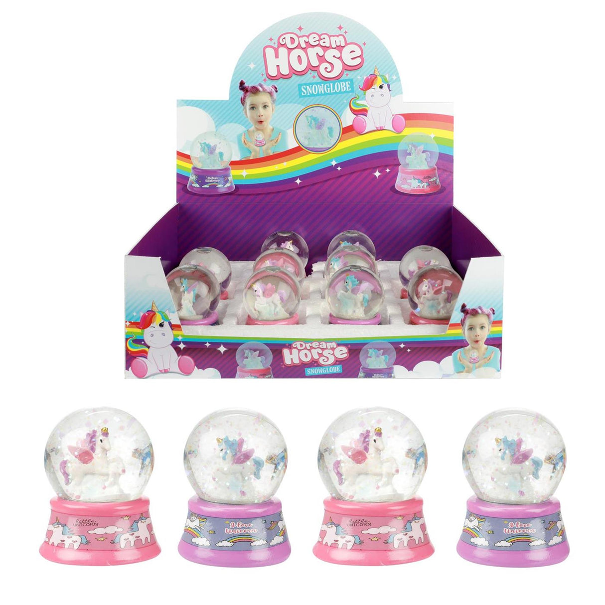 Toi-legetøj drømmehest snekugle unicorn 2 assorteret