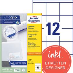 Universaletiketter avery 3661 70x67,7mm hvid