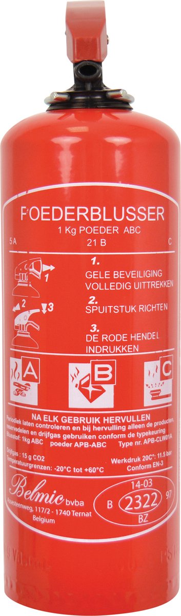 Belmic pulverildslukker til brandklasse A B C indhold 1 kg