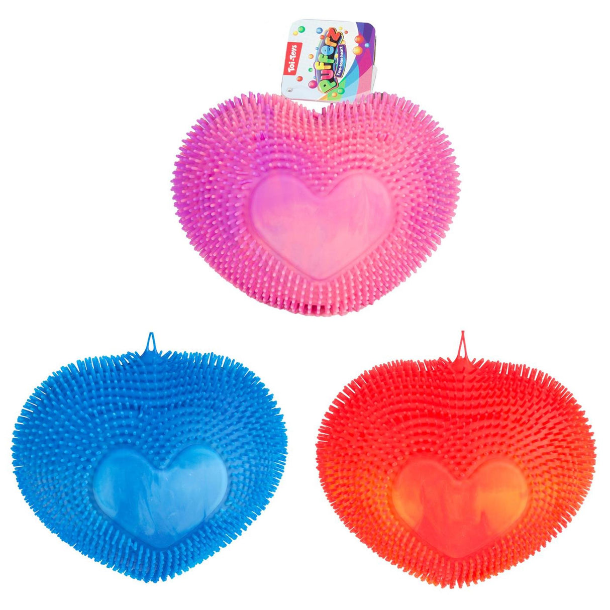 Toi-toys pufferz pufferkugle tofarvet hjerte 19cm 200gr 3 assorteret