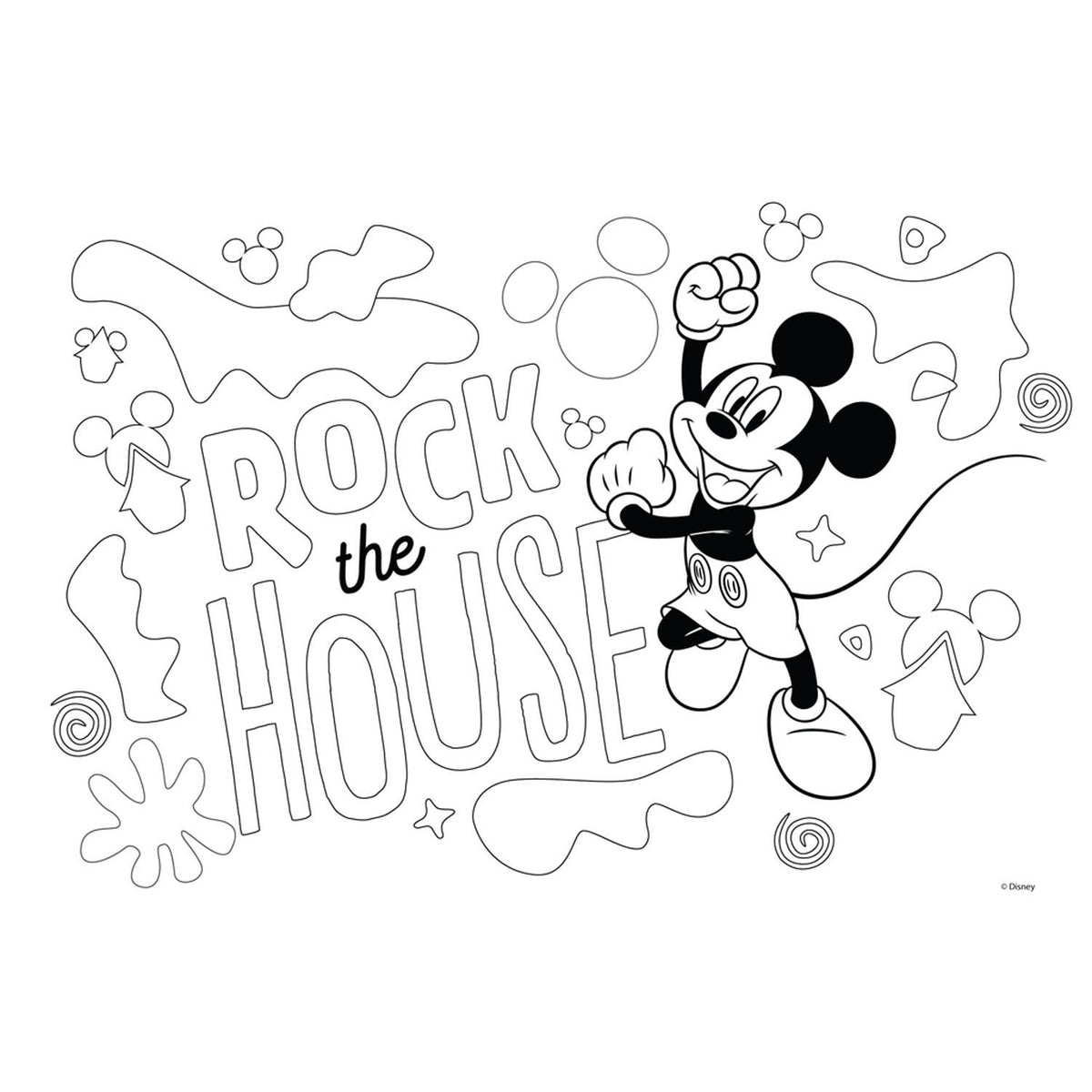 Mickey Mouse Mickey Mouse -farvelægningssider med stencil og klistermærker HOB
