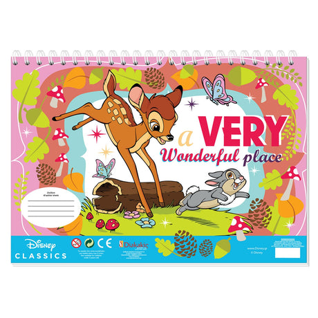 Disney bambi farvelægningssider med stencil og klistermærkeark