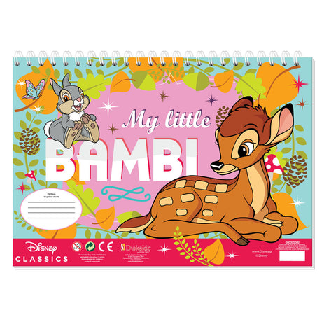 Disney bambi farvelægningssider med stencil og klistermærkeark