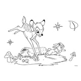 Disney bambi farvelægningssider med stencil og klistermærkeark