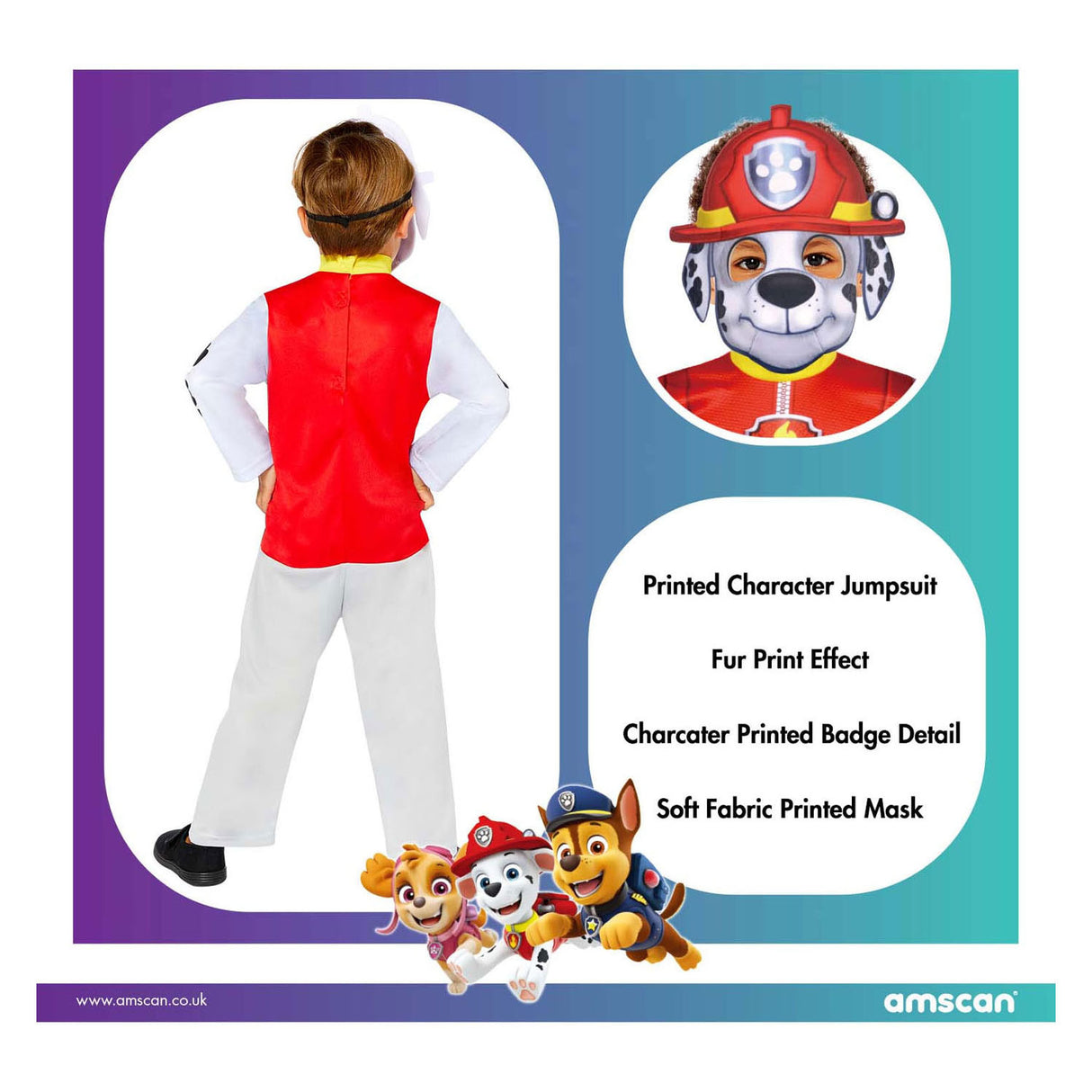 Paw patrulje - fancy dress - marshall - børn - 92 104 (3-4 år)
