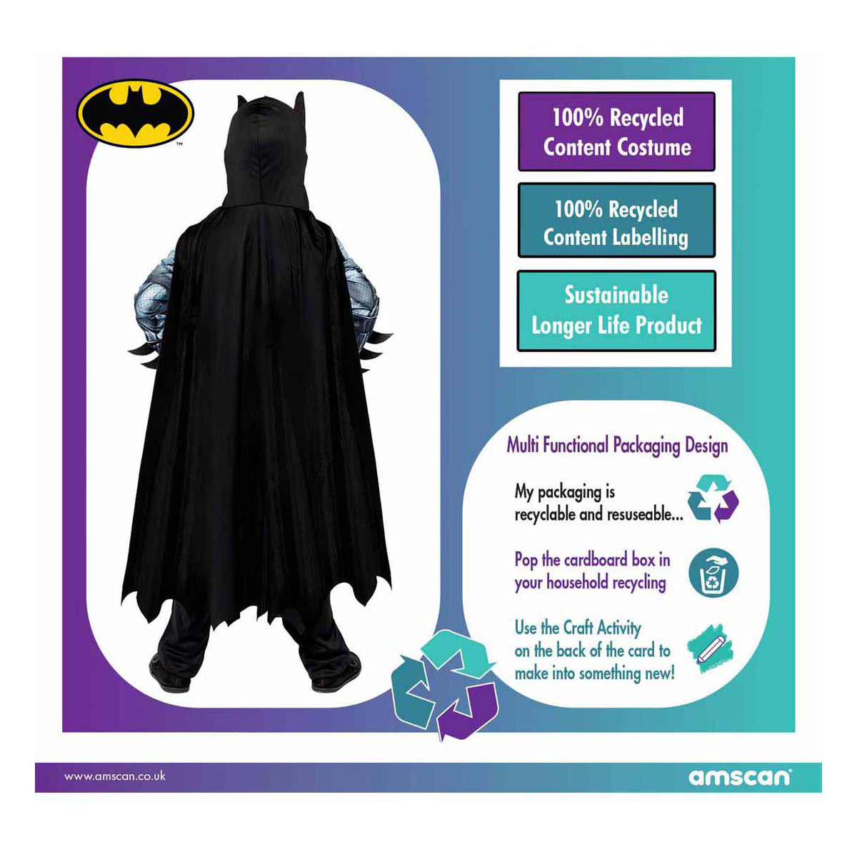 Bæredygtig børnekostume batman - 8-10 år