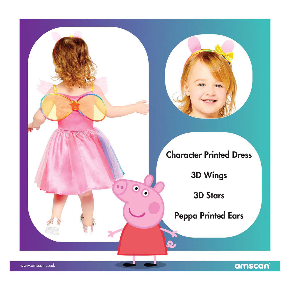 Børnekostume Peppa regnbuekjole - 2-3 år