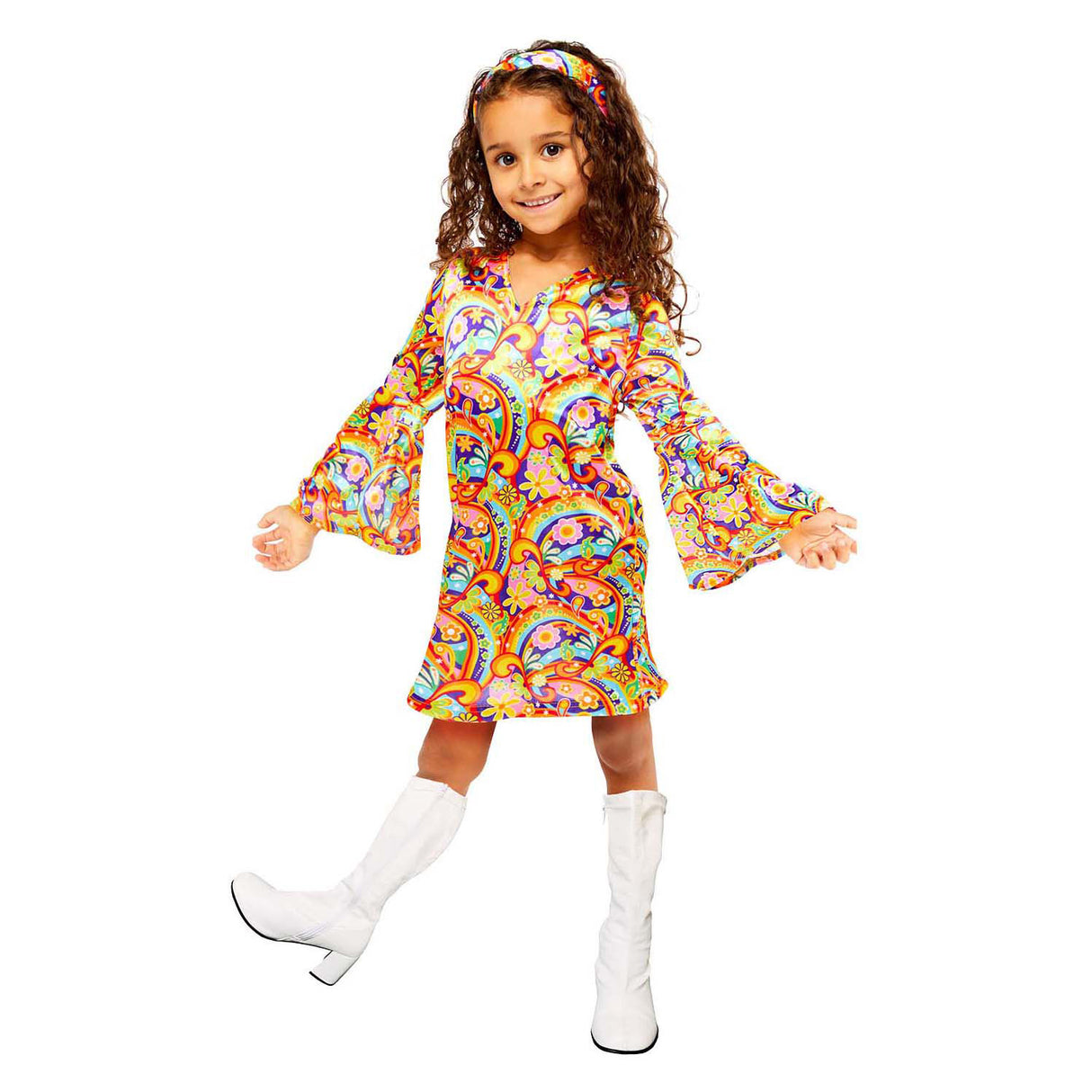 Børnekostume regnbuehippie - 6-8 år