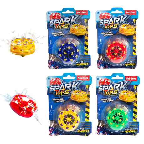 Toi-legetøj sjove oprullede spinning top gnister med flint