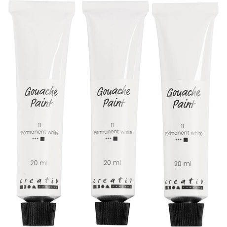Creativ firma gouache maling, hvid, 3x20 ml 1 æske