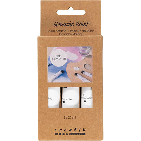 Creativ firma gouache maling, hvid, 3x20 ml 1 æske