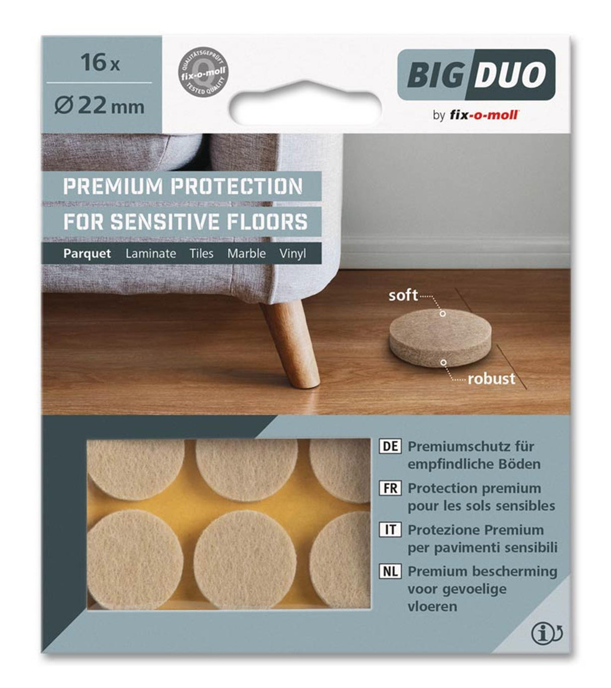 Fix-o-moll filtglider ø22mm beige