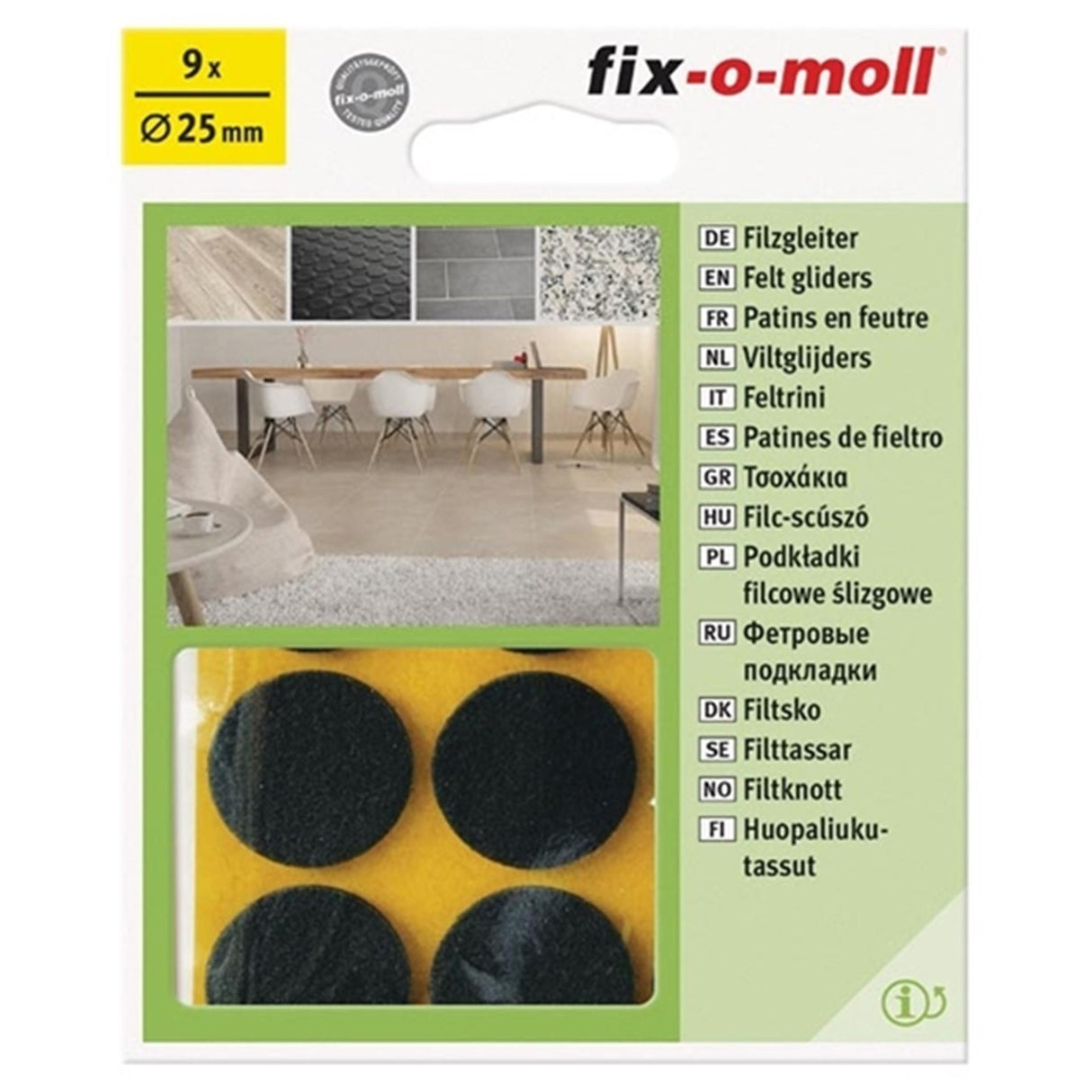 Fix-o-moll filtglider ø25mm brun