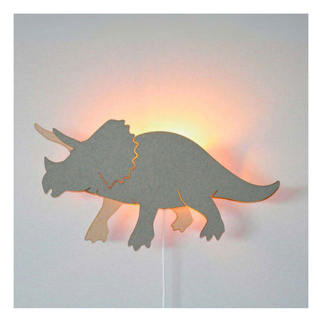 Fra Tjalle og Jasper - dino væglampe triceratops - træ