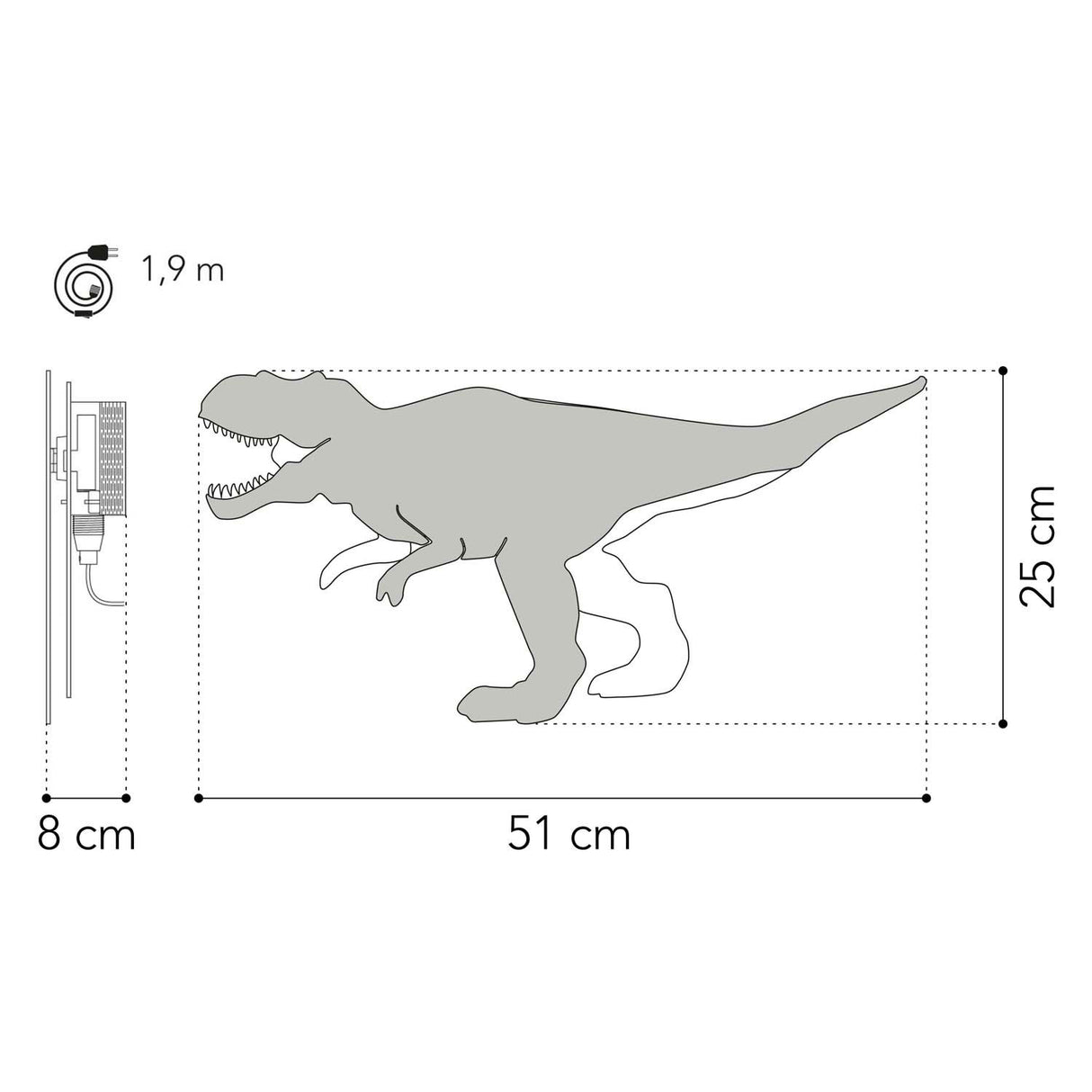 Fra tjalle og jaspis - dino væglampe t-rex - træ