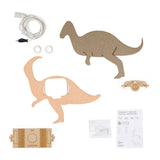 Fra tjalle og jaspis - dino væglampe parasaurolopus - træ