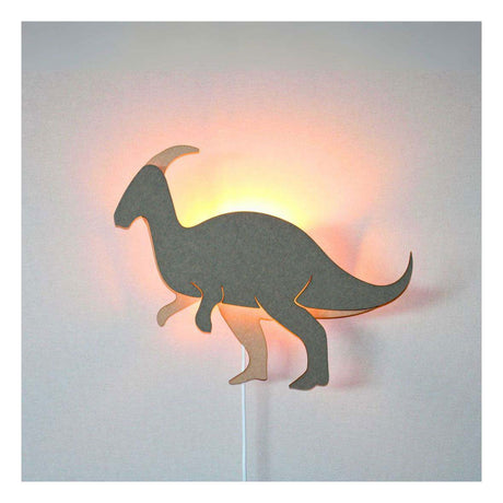Fra tjalle og jaspis - dino væglampe parasaurolopus - træ