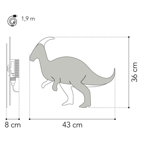 Fra tjalle og jaspis - dino væglampe parasaurolopus - træ