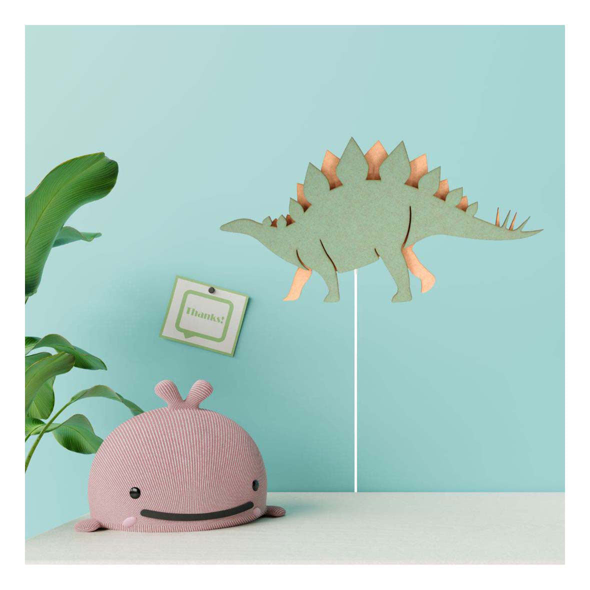 Fra Tjalle og Jasper - dino væglampe stegosaurus - træ