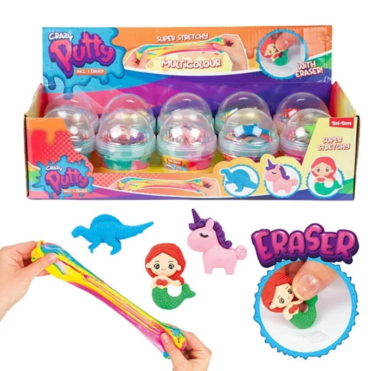 Toi-legetøj toi legetøj crazy kit slime regnbue med viskelæder i dyreform
