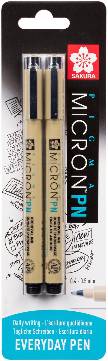 Sakura - pigma micron pn penne sort - 2 stk