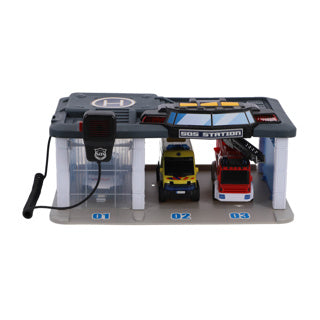 Dickie toys sos - redningscenter Hollandske redningstjenester - politi - brandvæsen - ambulance - fra 3 år - legetøjsgarage
