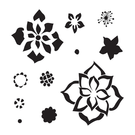 Håndværkerens værksted • skabelon 15x15cm lagdelte blomster