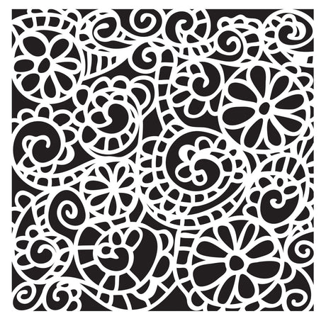 Håndværkerens værksted • skabelon 15x15cm swirly garden