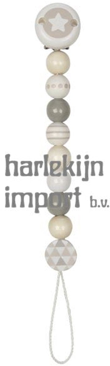 Goki Wood Pacifier Chain Star Gray