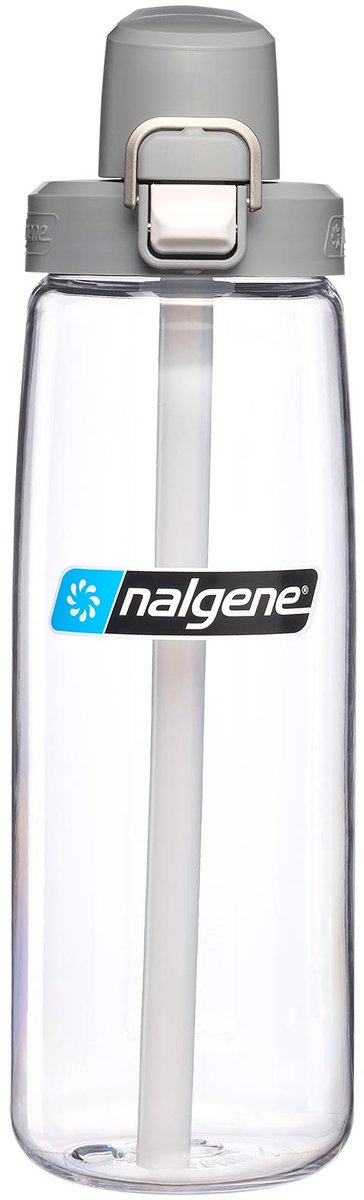 Nalgene - sugerørflaske - drikkeflaske - vandflaske - sugerør - 650ml klar grå hætte sustain ny!